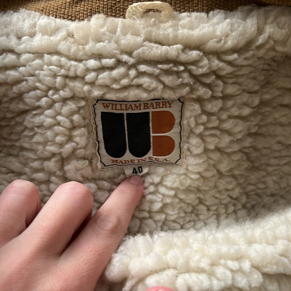 Vintage William Barry Sherpa Lined Corduroy Trucker Jacket Coat Snap Sz 40 M - Picture 5 of 5